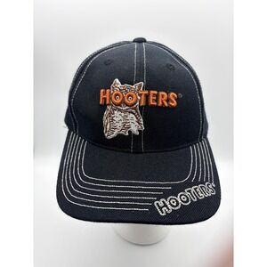 Hooters Hat Cap Strap Back Black Owl Logo Casino Hotel Las Vegas Baseball Mens